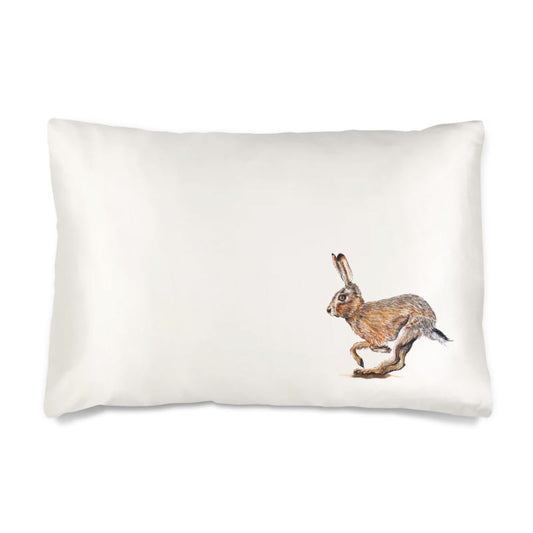 Wild Brown Running Hare Silk Pillowcase