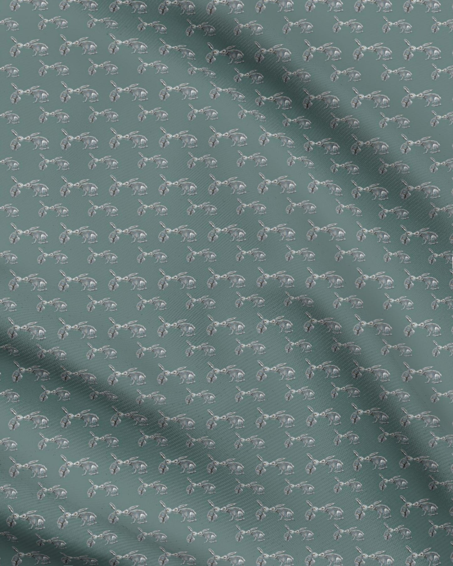 Kissing Hare Teals Fabric Prints