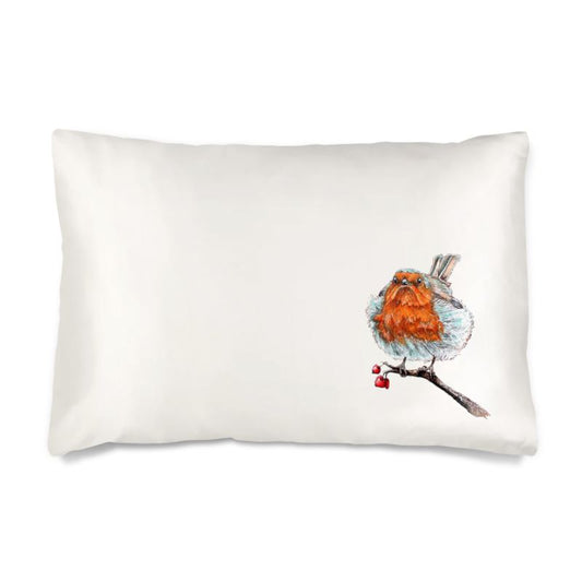A Robin is Here Silk Pillowcase