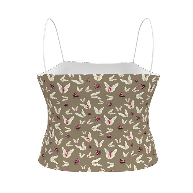 Camisole with butterfly pattern on a beige background