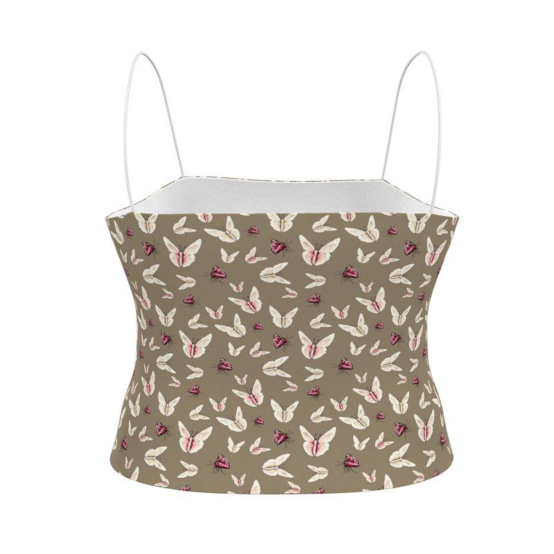 Camisole with butterfly pattern on a beige background