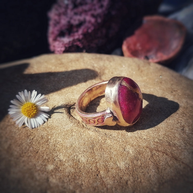 Ruby Kintsugi Heart and Soul Bronze Ring