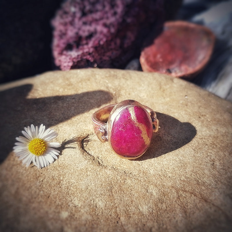 Ruby Kintsugi Heart and Soul Bronze Ring