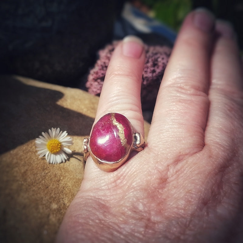 Ruby Kintsugi Heart and Soul Bronze Ring