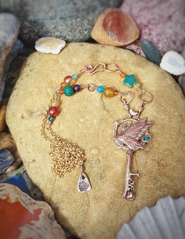 Raven Spirit of the Wilds Connection Key Long Necklace