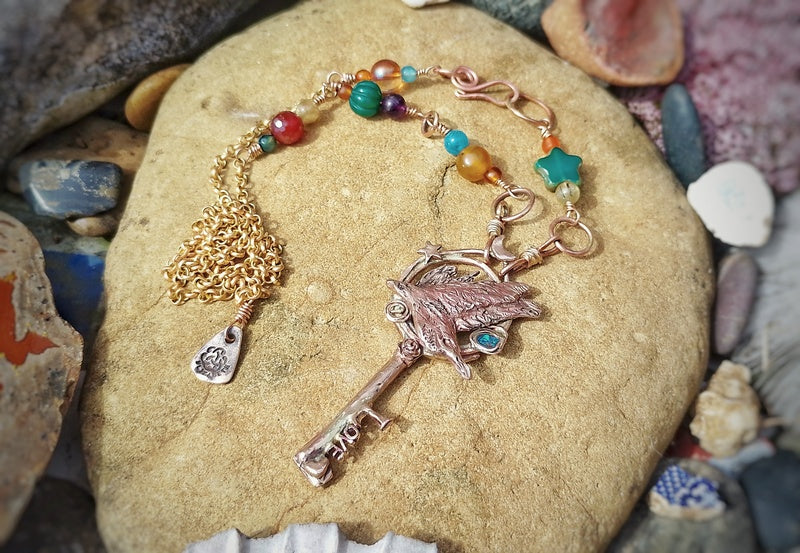 Raven Spirit of the Wilds Connection Key Long Necklace
