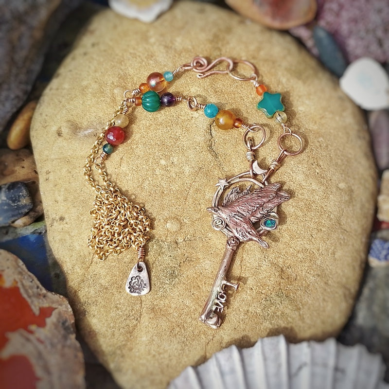 Raven Spirit of the Wilds Connection Key Long Necklace