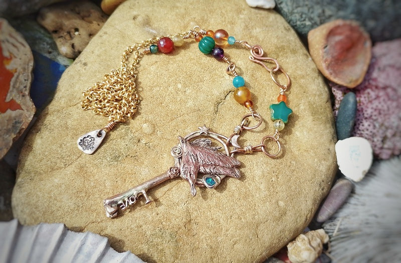 Raven Spirit of the Wilds Connection Key Long Necklace