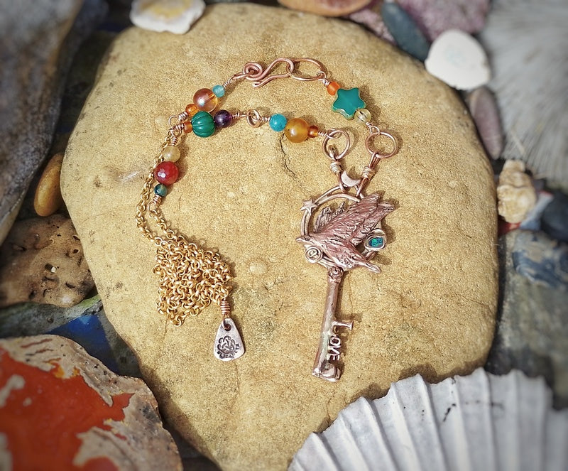 Raven Spirit of the Wilds Connection Key Long Necklace
