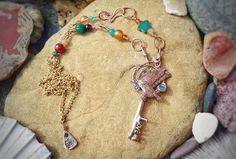 Raven Spirit of the Wilds Connection Key Long Necklace