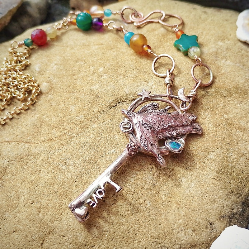 Raven Spirit of the Wilds Connection Key Long Necklace
