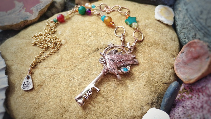 Raven Spirit of the Wilds Connection Key Long Necklace