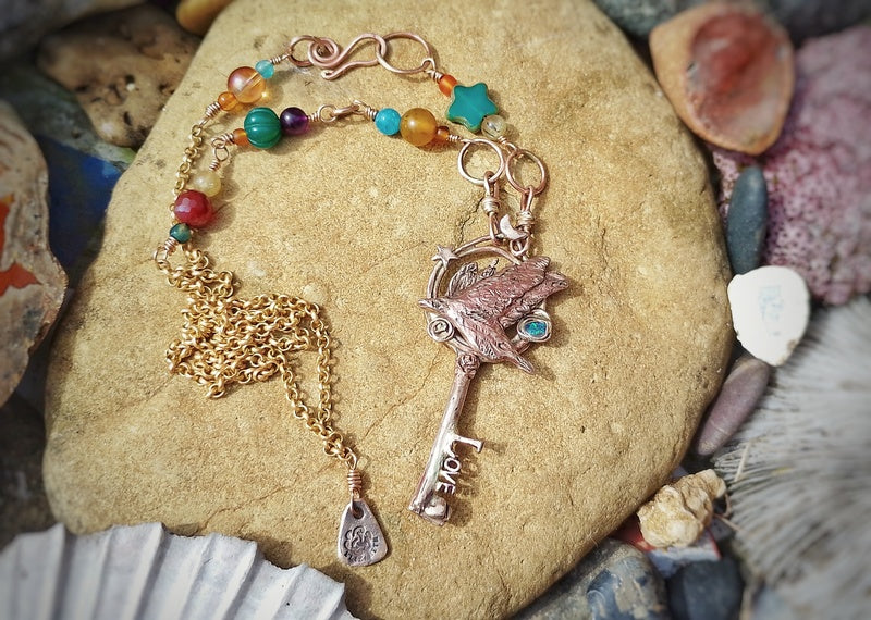 Raven Spirit of the Wilds Connection Key Long Necklace