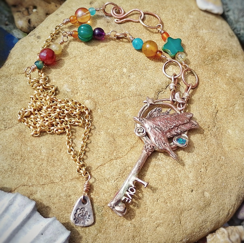 Raven Spirit of the Wilds Connection Key Long Necklace