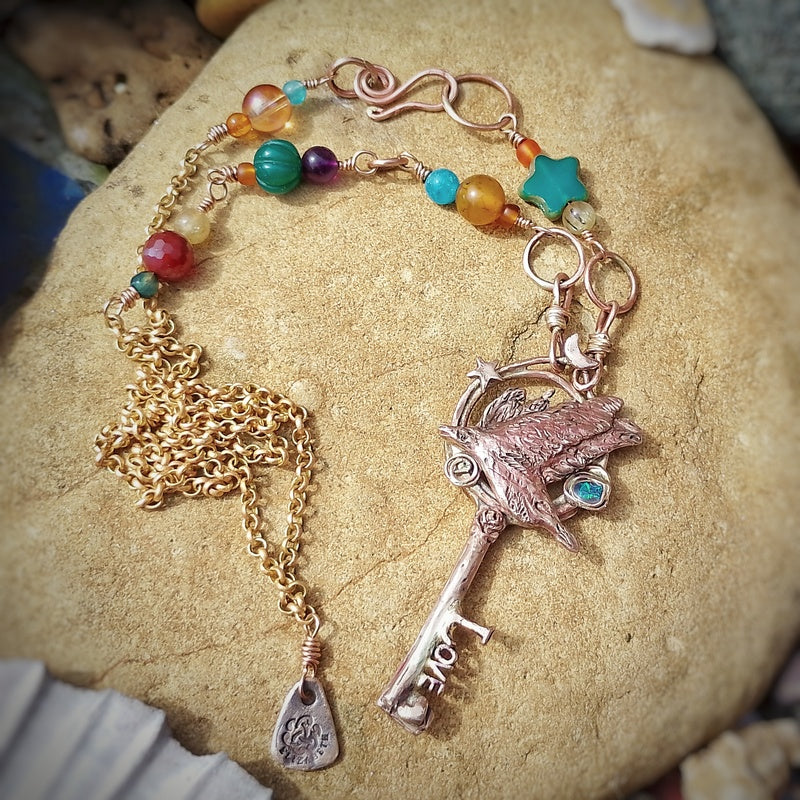 Raven Spirit of the Wilds Connection Key Long Necklace