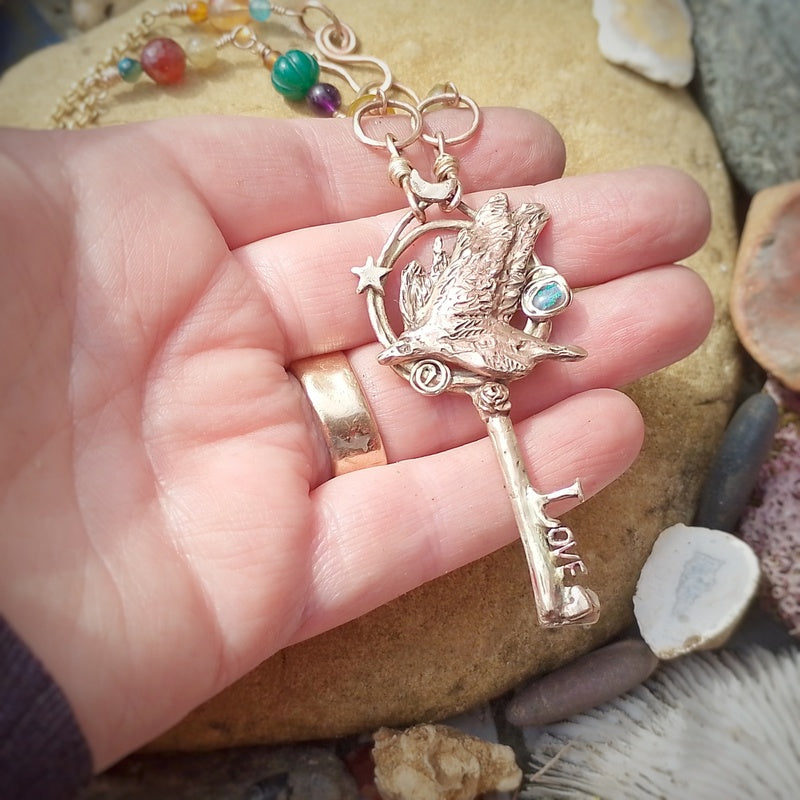 Raven Spirit of the Wilds Connection Key Long Necklace