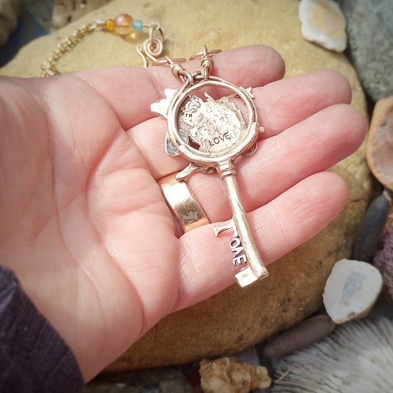 Raven Spirit of the Wilds Connection Key Long Necklace
