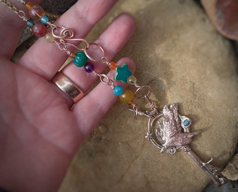Raven Spirit of the Wilds Connection Key Long Necklace