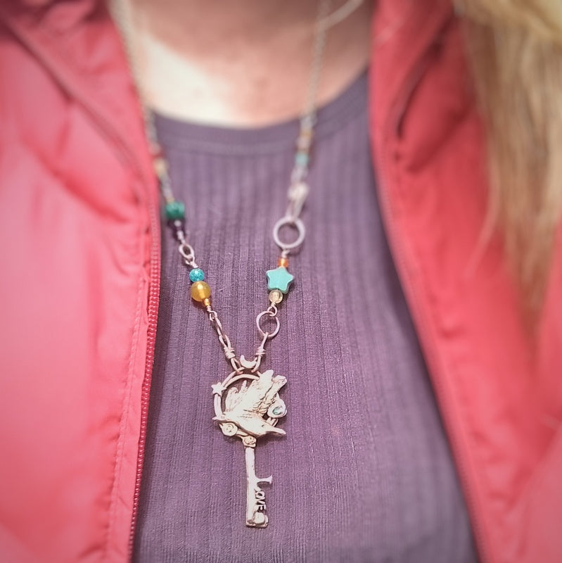 Raven Spirit of the Wilds Connection Key Long Necklace