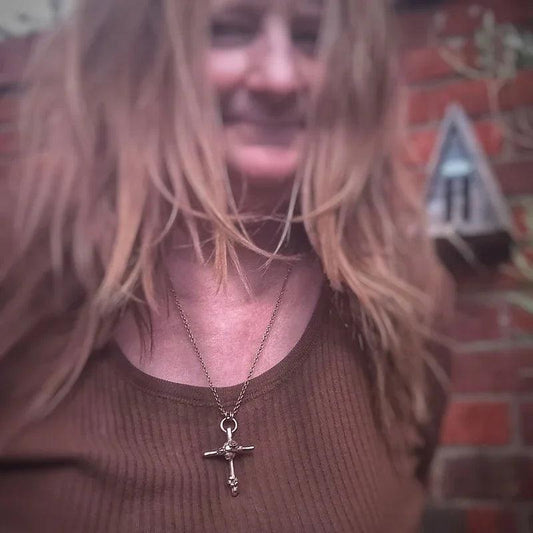 Oak Cross Floral Energy Necklace Pendant - Elizabeth's Boutique