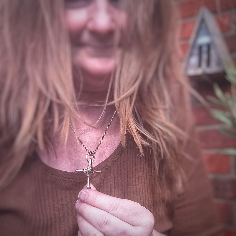 Oak Cross Floral Energy Necklace Pendant