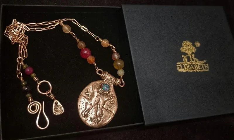 Boxing Hare Opal Necklace - Elizabeth's Boutique