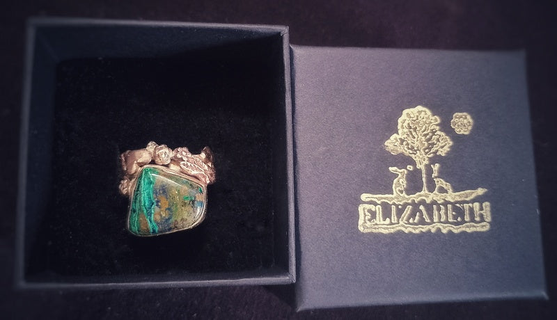 Out in the Fields Rustic Nature Stone of Heaven Bronze Ring