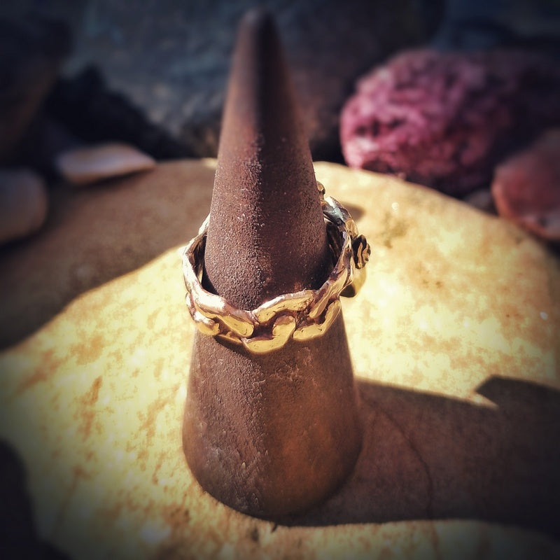 Out in the Fields Rustic Nature Stone of Heaven Bronze Ring