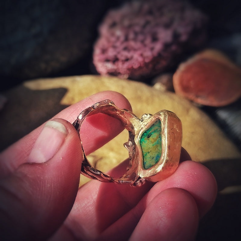 Out in the Fields Rustic Nature Stone of Heaven Bronze Ring