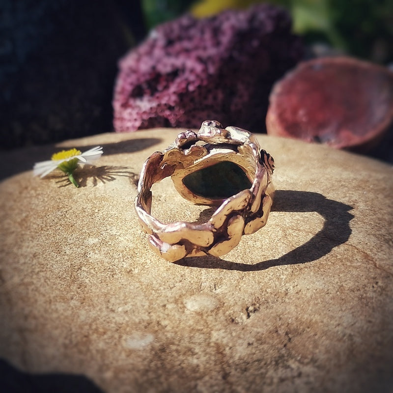 Out in the Fields Rustic Nature Stone of Heaven Bronze Ring