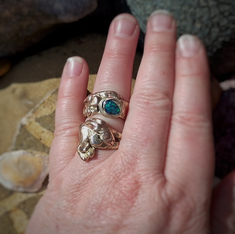 Opal Dust Snoozing Dreamy Hare Ring