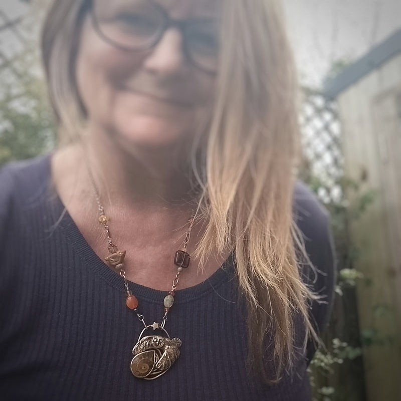 Owls Wisdom Ammonite Necklace