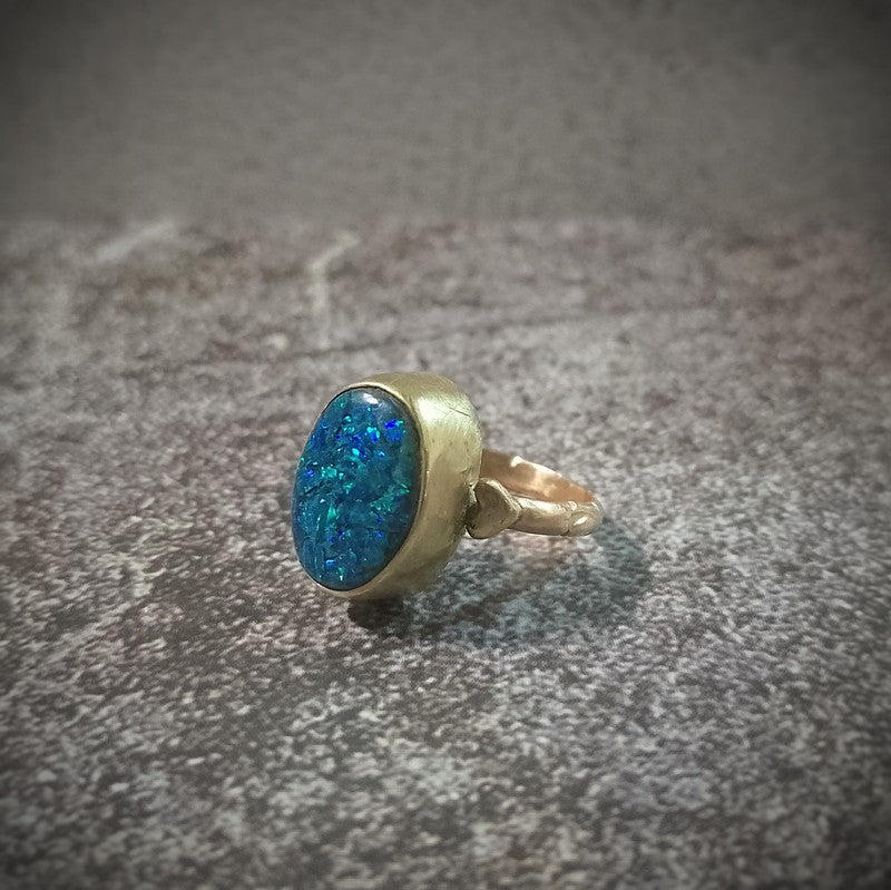 Opal Hearts Bronze Ring
