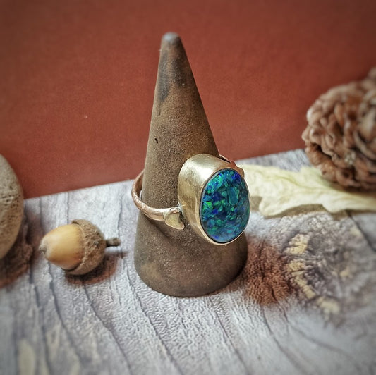 Opal Hearts Bronze Ring