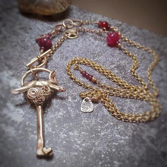 Stunning Running Hare Key Necklace - Elizabeth's Boutique