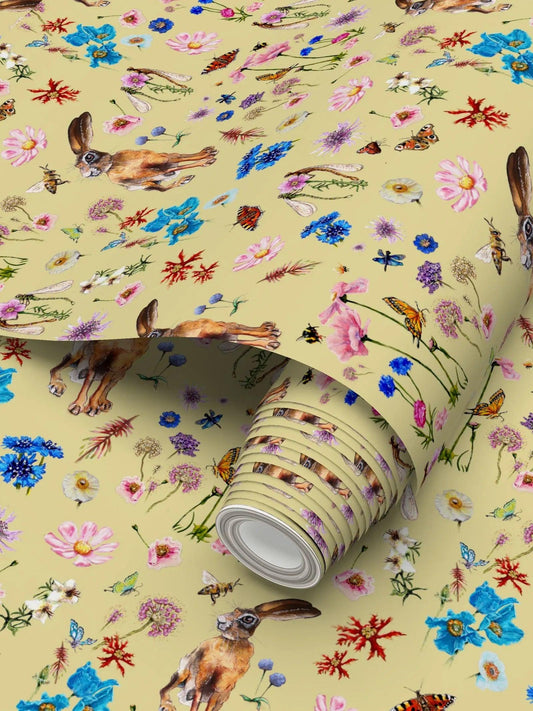 Summer Hare Garden Wallpaper - Elizabeth's Boutique