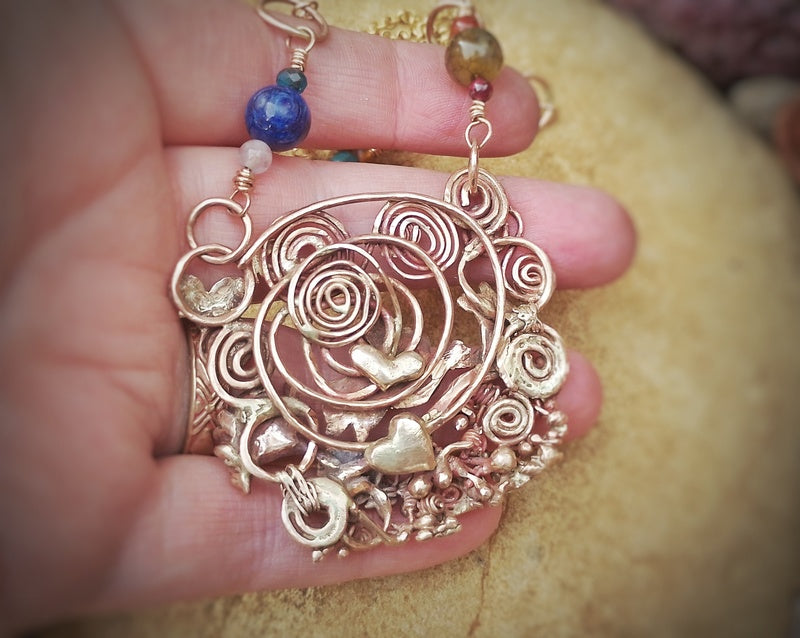 Spiral Leaping Hare Energy Nature Peridot Necklace