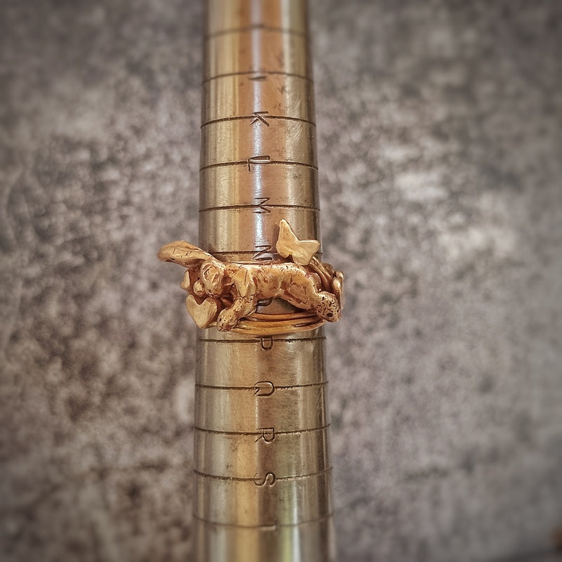 Bronze Slumbering in the Fields Love Hare Statement Ring