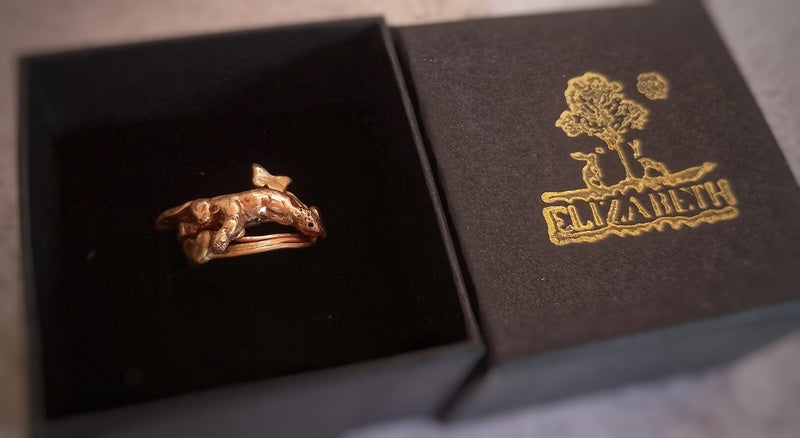 Bronze Slumbering in the Fields Love Hare Statement Ring