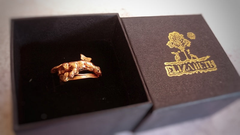 Bronze Slumbering in the Fields Love Hare Statement Ring