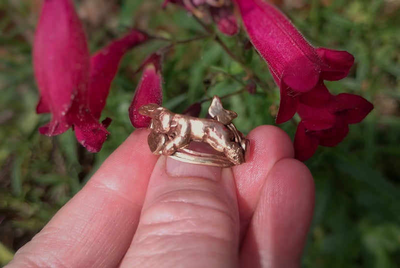 Bronze Slumbering in the Fields Love Hare Statement Ring