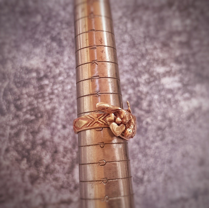 Bronze Slumbering in the Fields Love Hare Statement Ring
