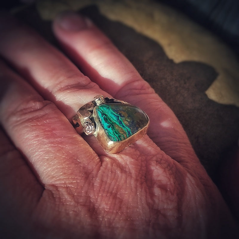 Out in the Fields Rustic Nature Stone of Heaven Bronze Ring