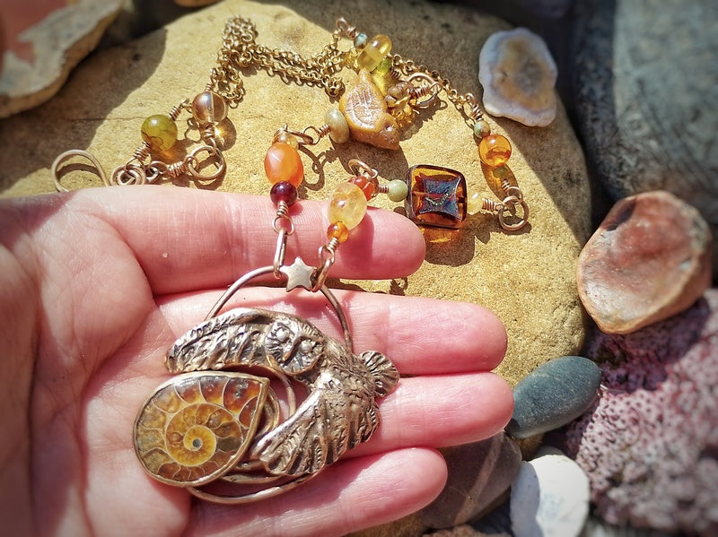 Owls Wisdom Ammonite Necklace