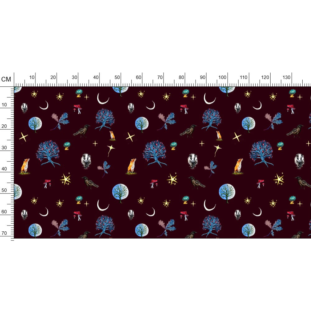 Wild Nights Mystical Fabric Prints Dark Cherry Red