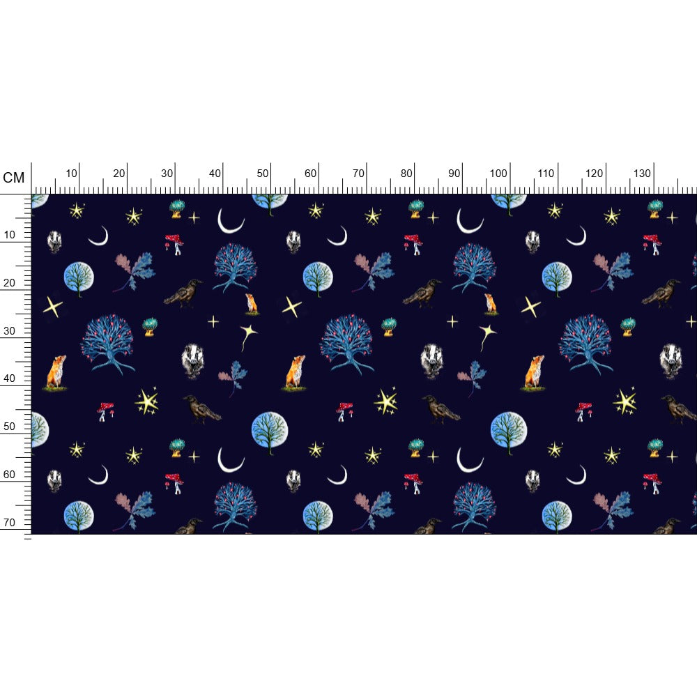 Wild Nights Mystical Fabric Prints Deep Blue