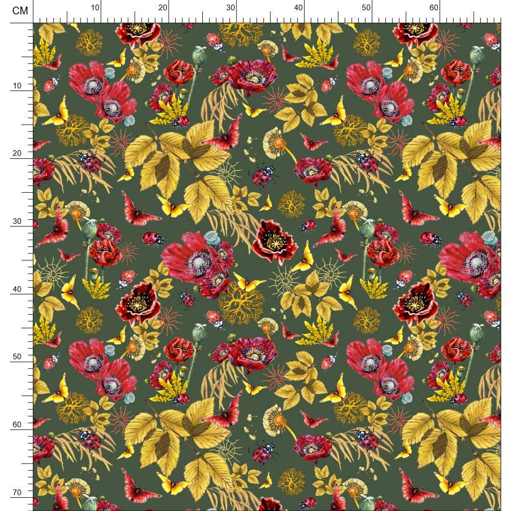 Royal Butterfly Gardens 100% Linen Fabric Sap Green