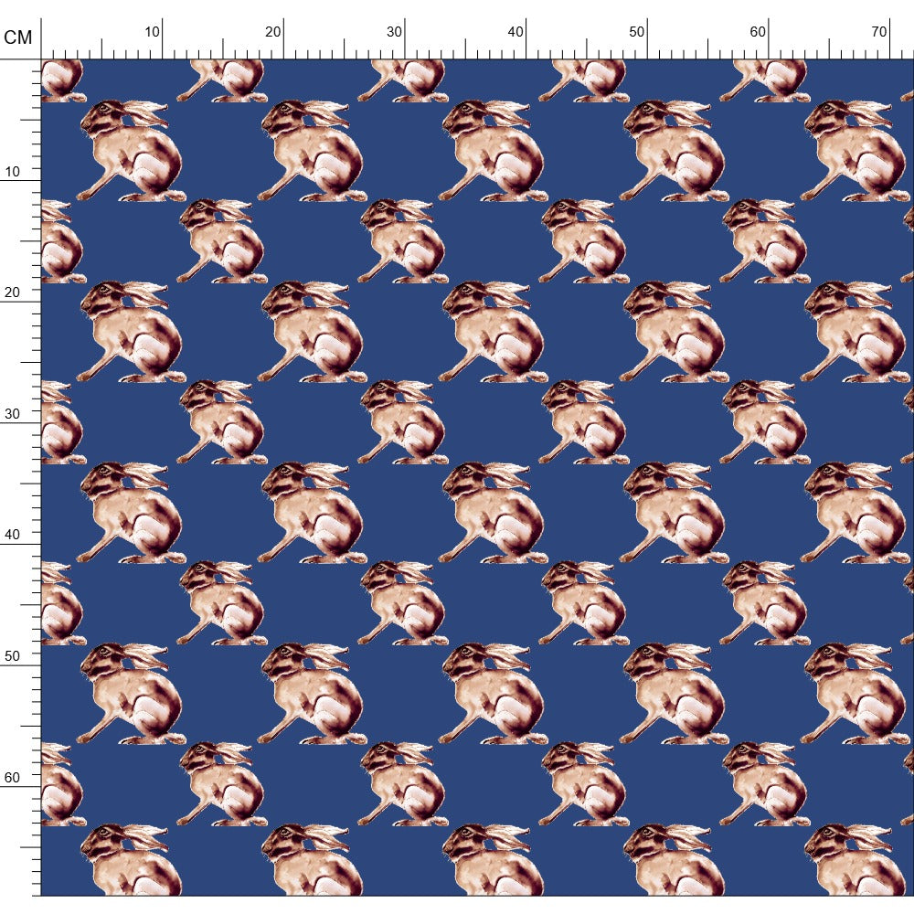 Brown Hare Blues Fabric Prints Satin Organic Cotton