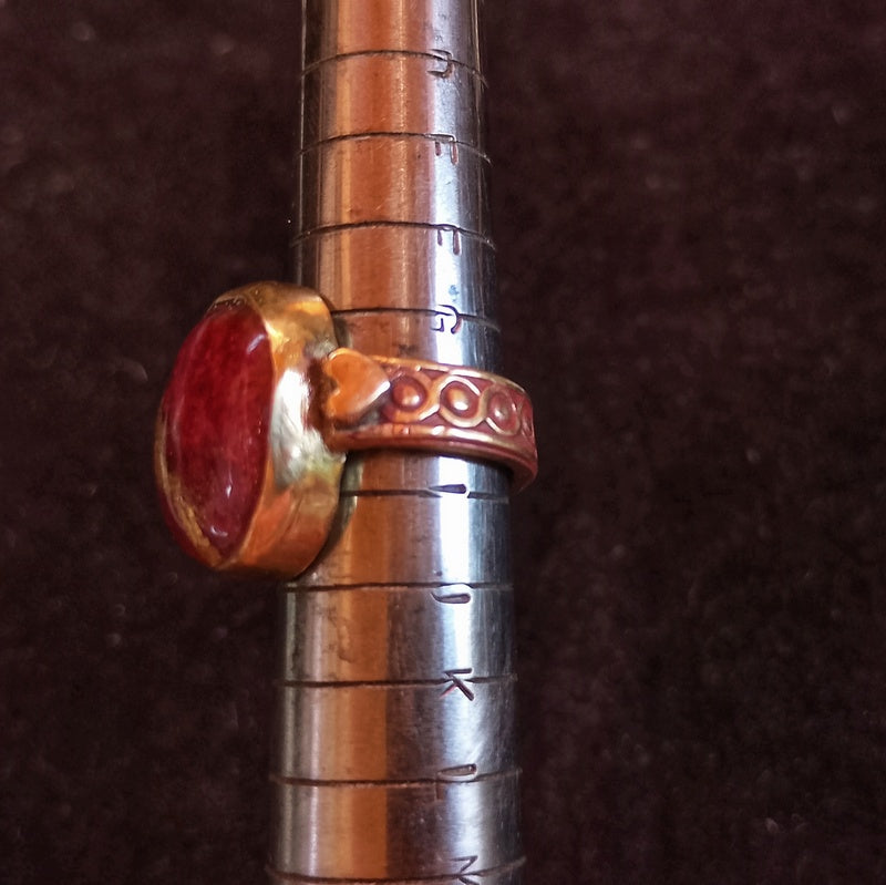 Ruby Kintsugi Heart and Soul Bronze Ring
