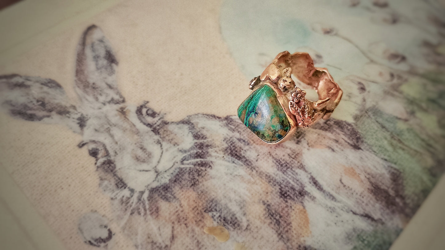 Out in the Fields Rustic Nature Stone of Heaven Bronze Ring